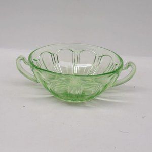 Hocking Green COLONIAL Knife and Fork 4 3/4 Inch Two-Handled Cream Soup Bowl